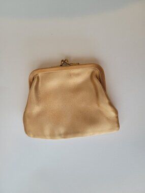 Vintage Satin Coin Purse Gold Color